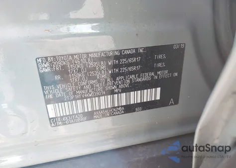 2019 Toyota Rav4 Xle from USA, damaged, VIN 2T3P1RFV4KW039014